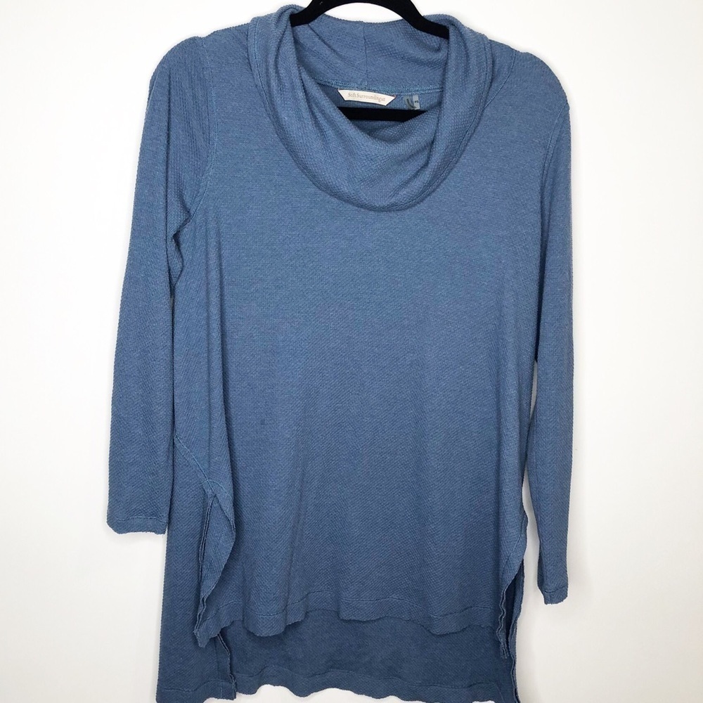 ✅ Soft Surroundings Cowl Neck‎ Tunic BLUE SIZE SMALL PETITE